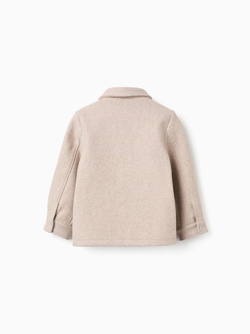 Cappotto effetto lana con zip e tasche con patta 'b&s' Beige chiaro - Kiabi
