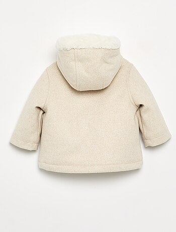 Cappotto effetto lana foderato in pelliccia sintetica