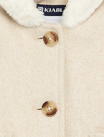 Cappotto effetto lana foderato in pelliccia sintetica