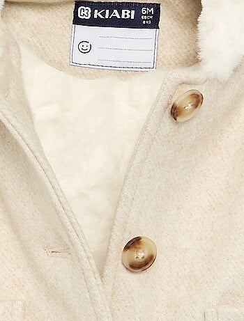 Cappotto effetto lana foderato in pelliccia sintetica