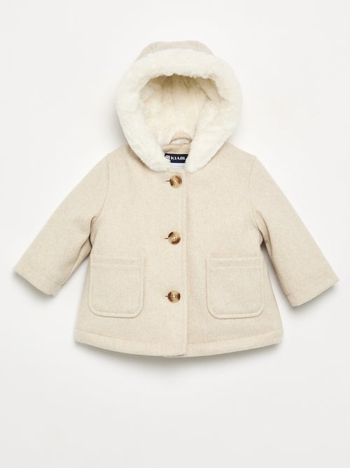 Cappotto effetto lana foderato in pelliccia sintetica - Kiabi