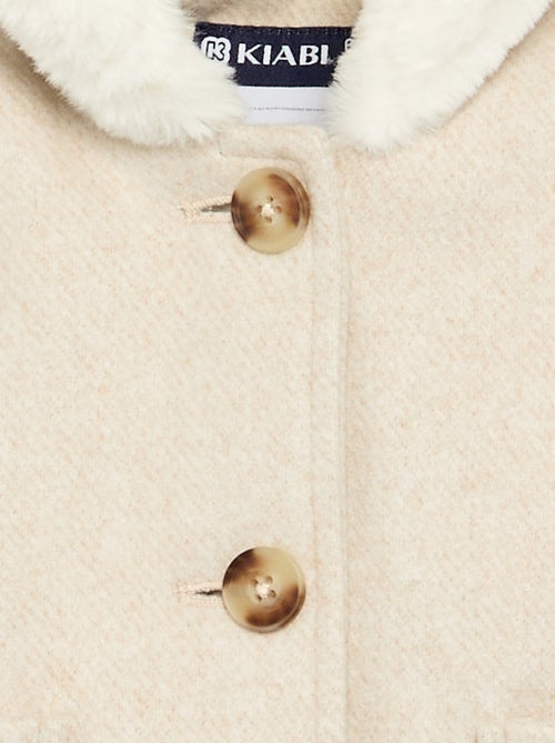 Cappotto effetto lana foderato in pelliccia sintetica - Kiabi