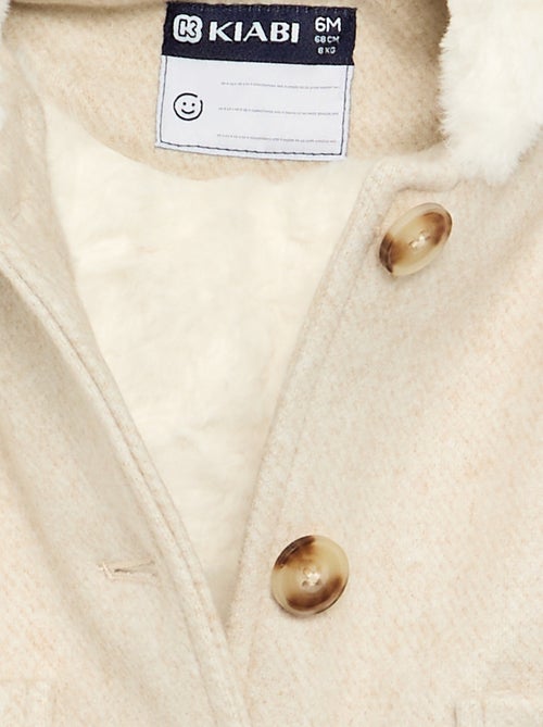 Cappotto effetto lana foderato in pelliccia sintetica - Kiabi