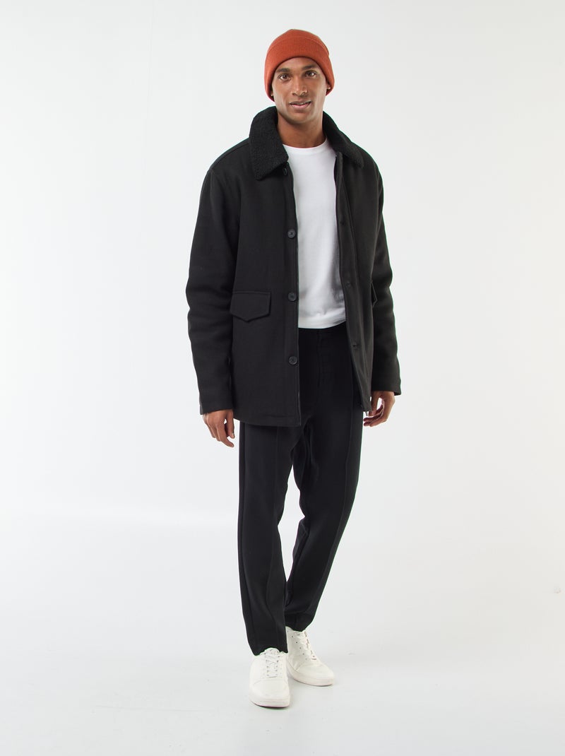 Cappotto effetto lana Nero - Kiabi
