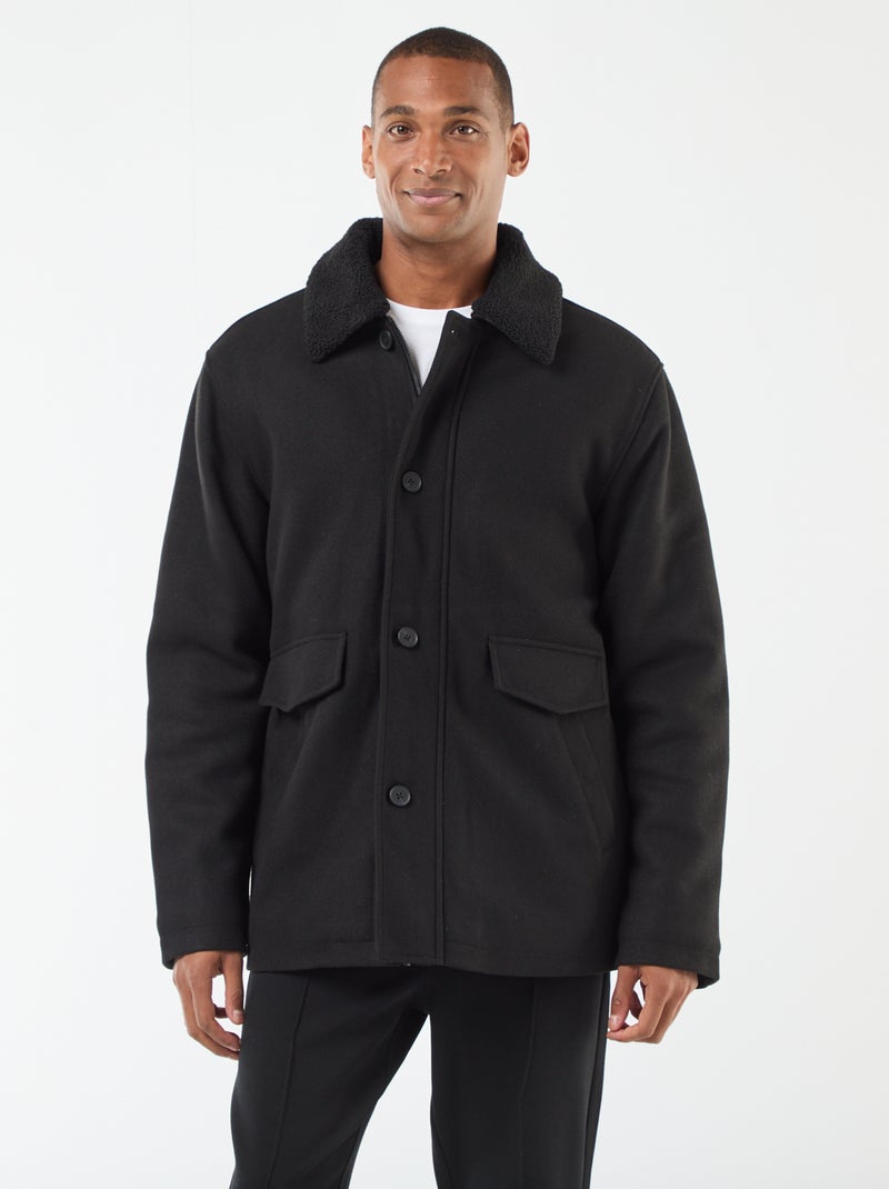 Cappotto effetto lana Nero - Kiabi