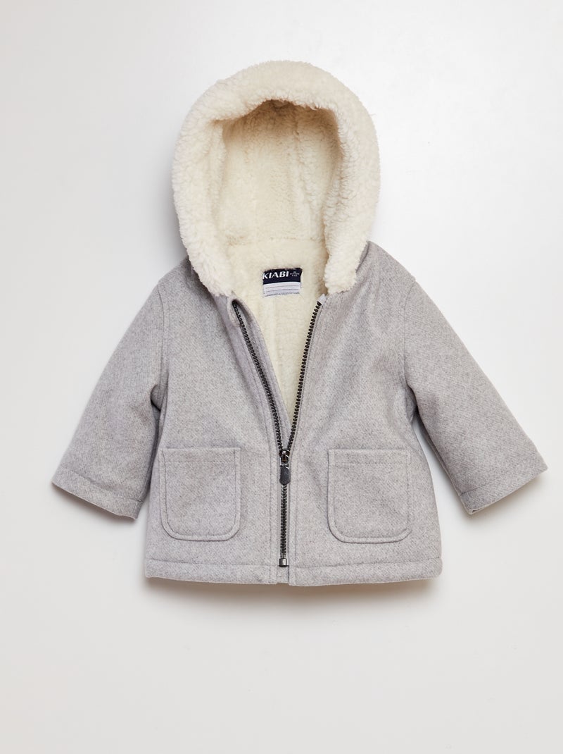 Cappotto effetto lanetta foderato effetto montone GRIGIO - Kiabi