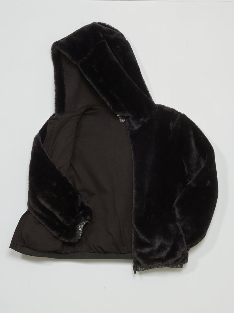 Cappotto effetto pelliccia nero - Kiabi