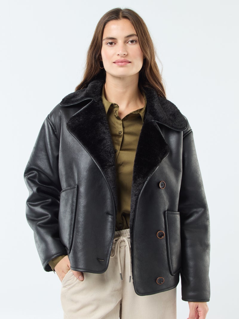 Cappotto foderato stile aviatore Nero - Kiabi