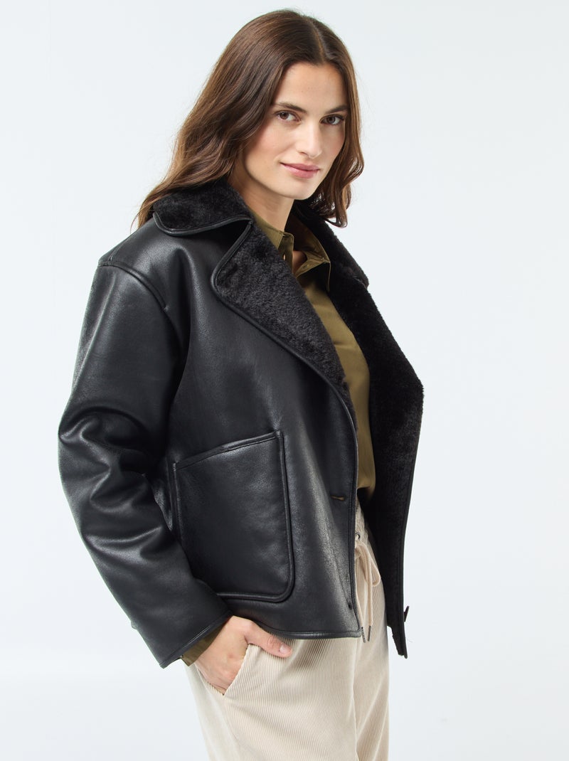 Cappotto foderato stile aviatore Nero - Kiabi