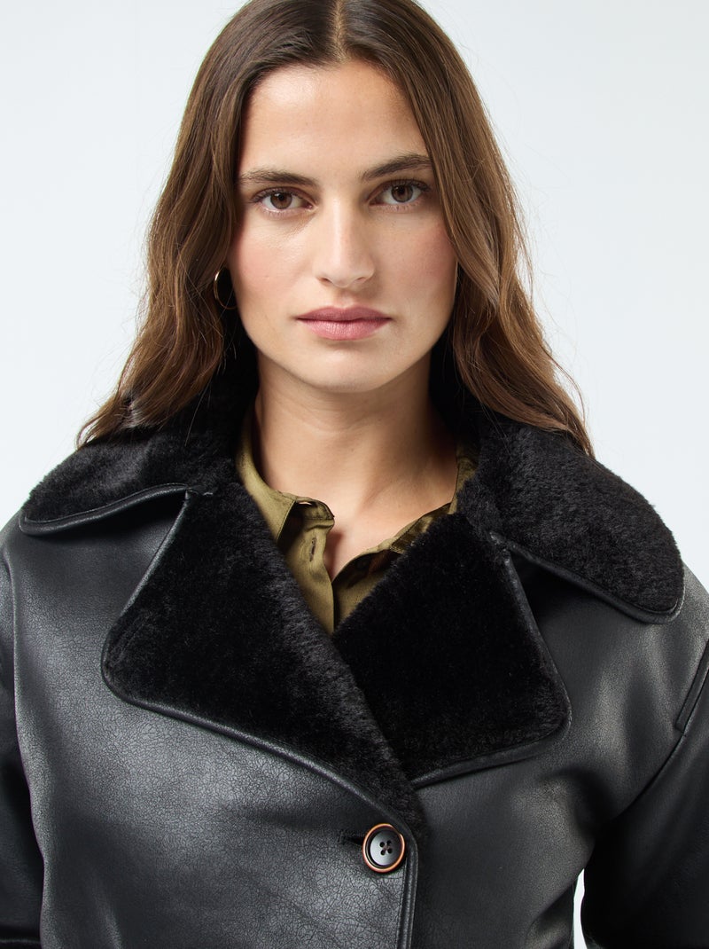 Cappotto foderato stile aviatore Nero - Kiabi