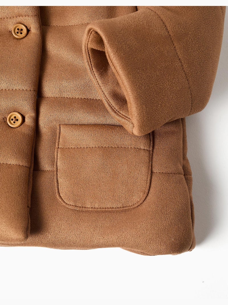 Cappotto imbottito con cappuccio e fodera morbida Beige - Kiabi