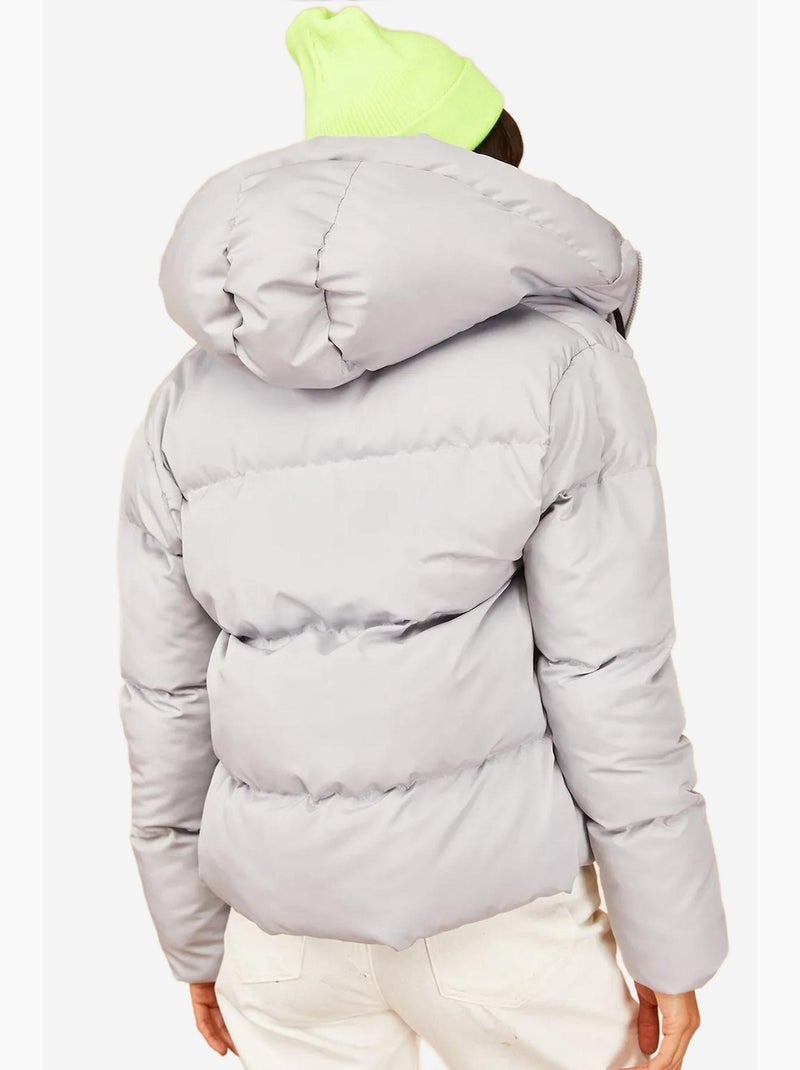 Cappotto imbottito con cappuccio lucci Grigio chiaro - Kiabi