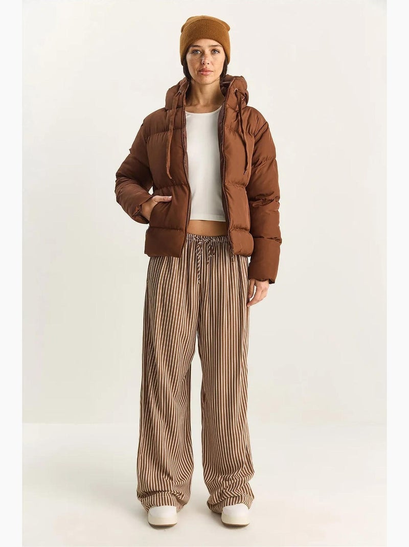 Cappotto imbottito con cappuccio lucci Marrone - Kiabi