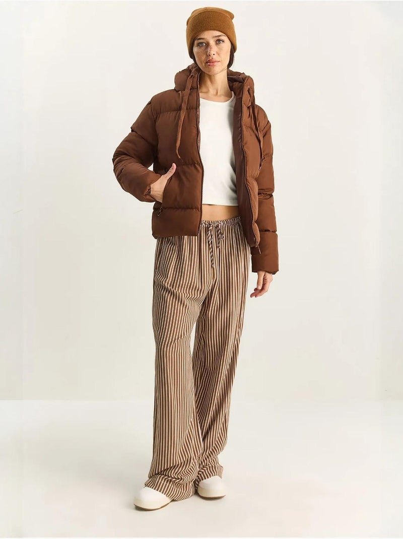 Cappotto imbottito con cappuccio lucci Marrone - Kiabi