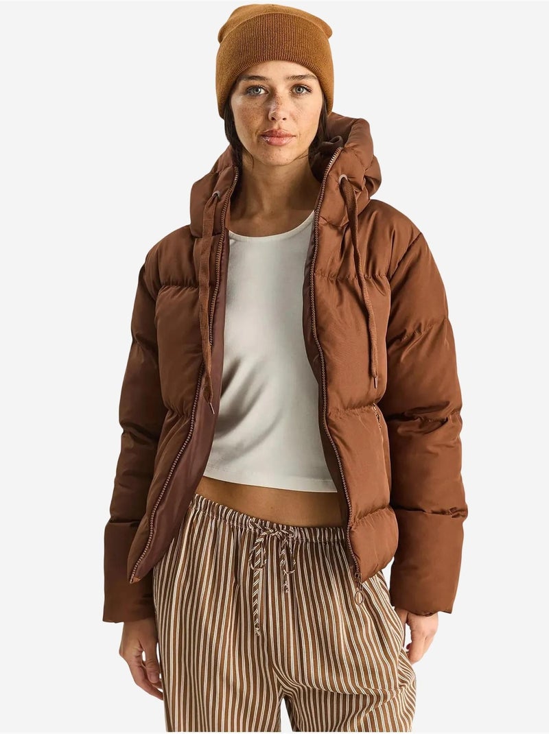 Cappotto imbottito con cappuccio lucci Marrone - Kiabi