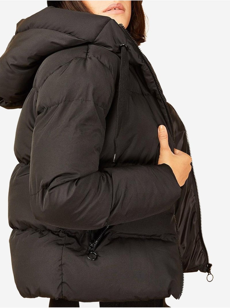 Cappotto imbottito con cappuccio lucci Nero - Kiabi