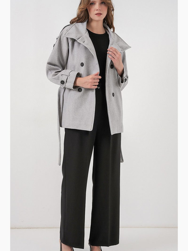 Cappotto in gabardine testurizzata con bottoni bdart Grigio chiaro - Kiabi
