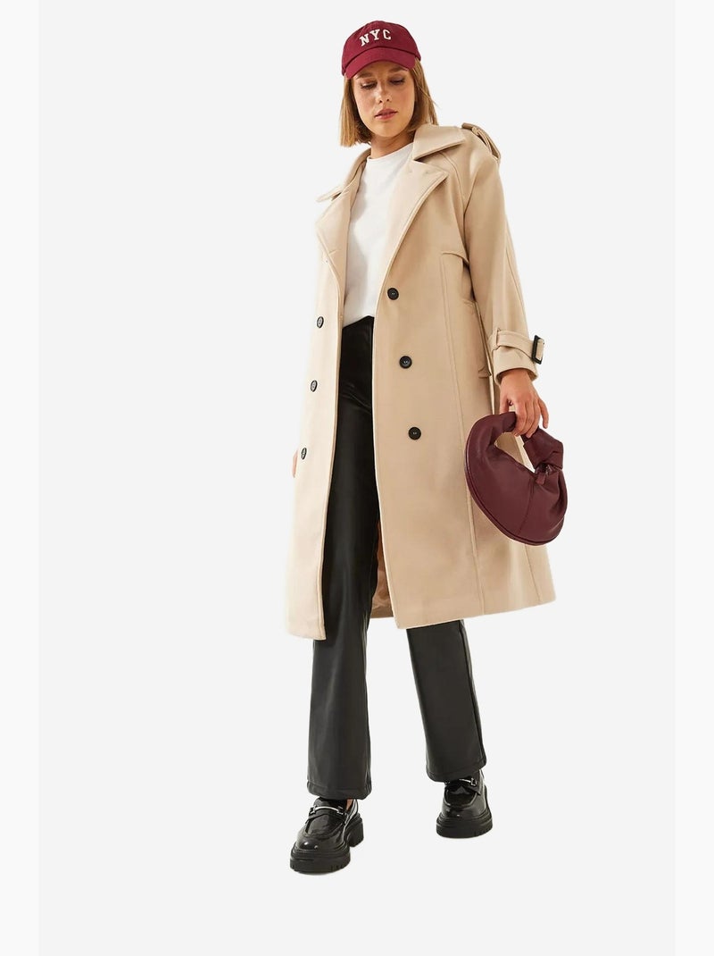 Cappotto in lana con bottoni sul retro lucci Beige argilla - Kiabi