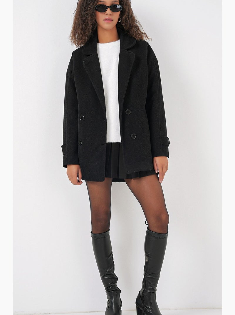 Cappotto in lana con collo avvolgente bdart Nero - Kiabi