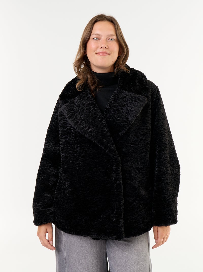 Cappotto in pelliccia sintetica effetto astrakan Nero - Kiabi