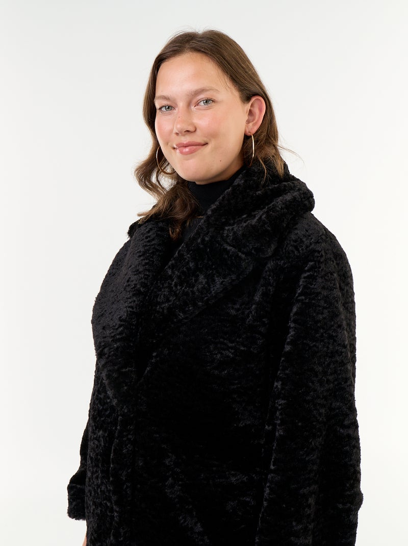 Cappotto in pelliccia sintetica effetto astrakan Nero - Kiabi