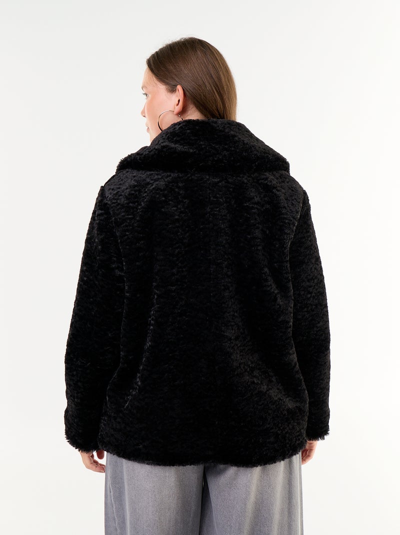 Cappotto in pelliccia sintetica effetto astrakan Nero - Kiabi