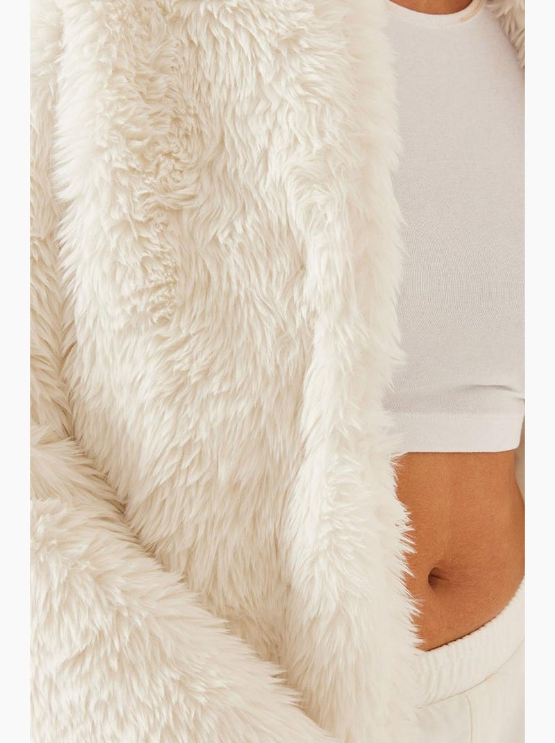 Cappotto in pelliccia sintetica lucci Bianco sporco - Kiabi