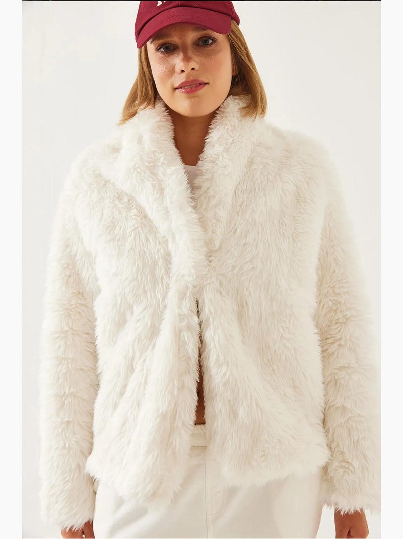 Cappotto in pelliccia sintetica lucci Bianco sporco - Kiabi
