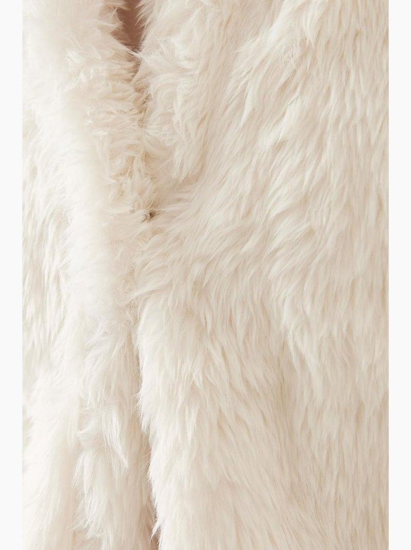 Cappotto in pelliccia sintetica lucci Bianco sporco - Kiabi