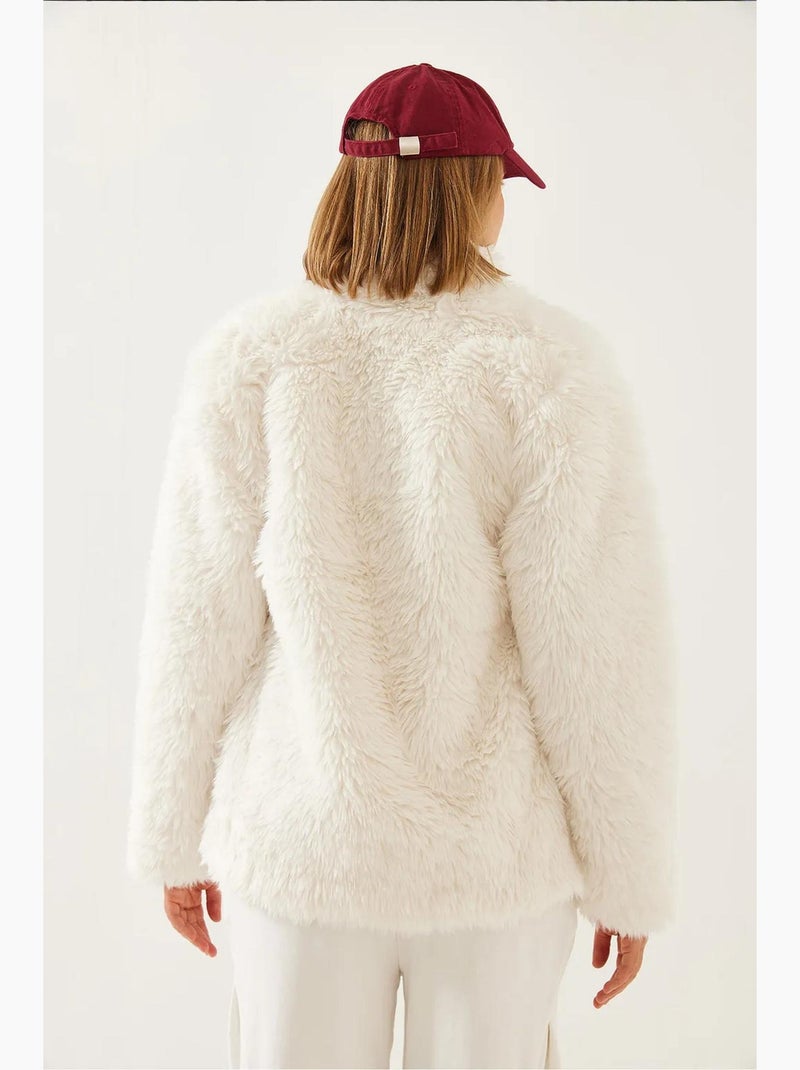 Cappotto in pelliccia sintetica lucci Bianco sporco - Kiabi