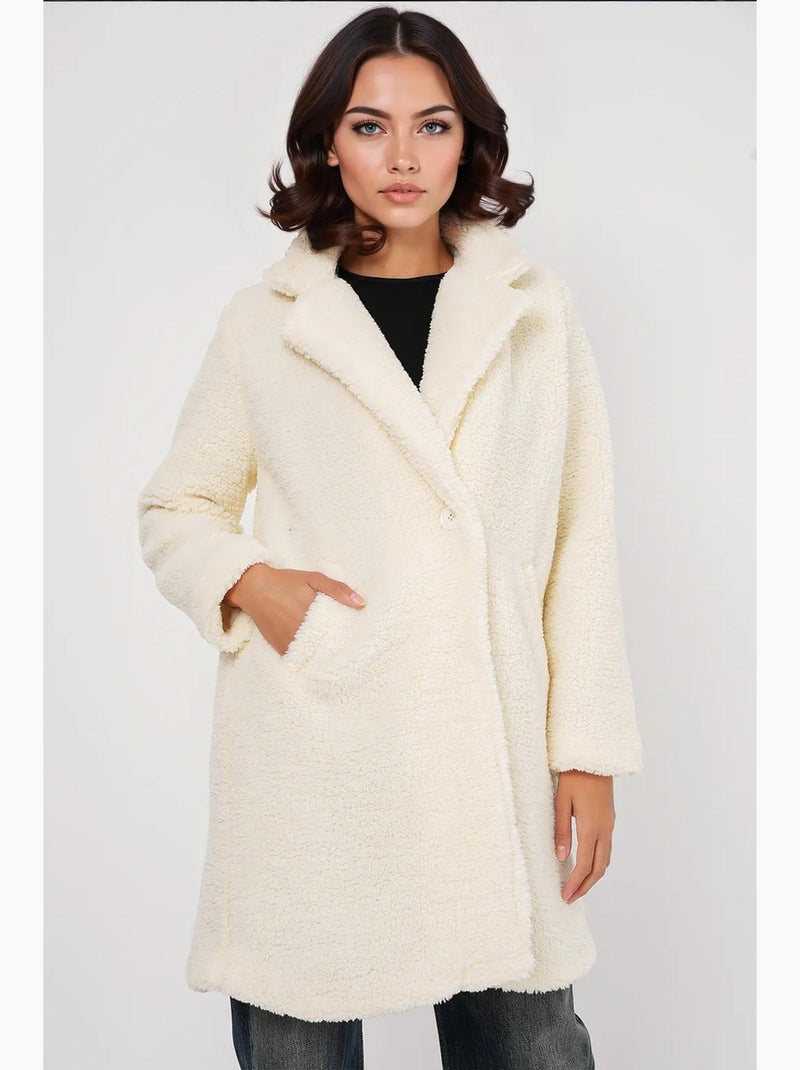 Cappotto in pelliccia sintetica oversize bdart Avorio - Kiabi