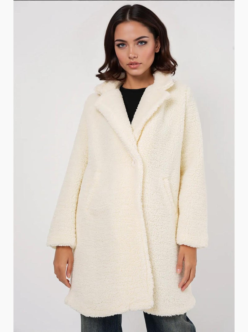 Cappotto in pelliccia sintetica oversize bdart Avorio - Kiabi