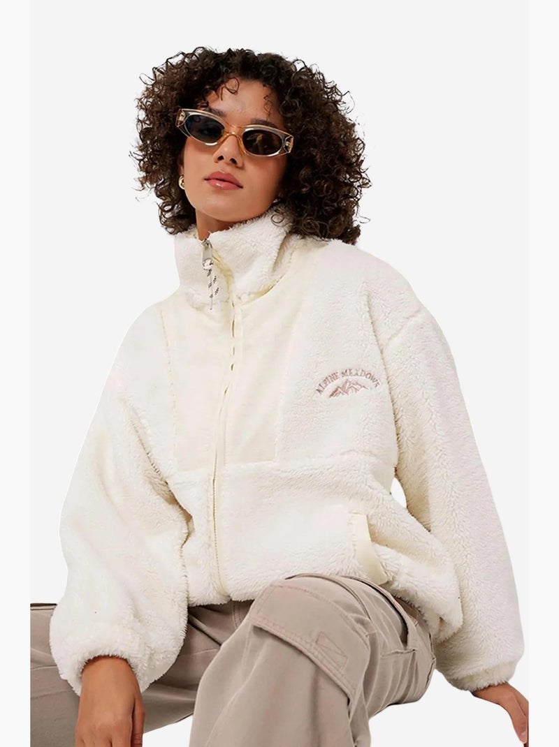 Cappotto in pelliccia sintetica tinta unita con zip bdart Crema - Kiabi