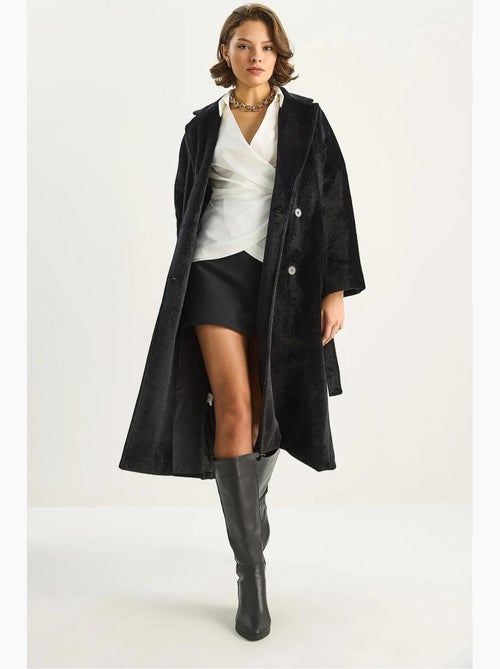 Cappotto in peluche con bottoni lucci - Kiabi