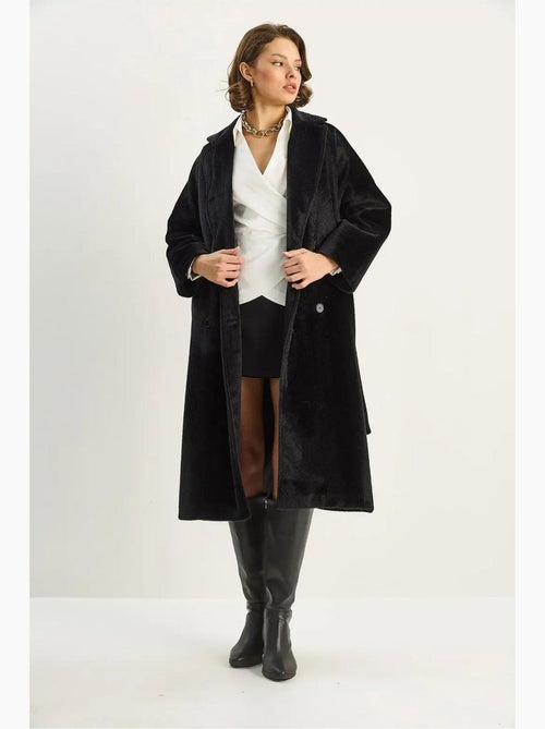 Cappotto in peluche con bottoni lucci - Kiabi