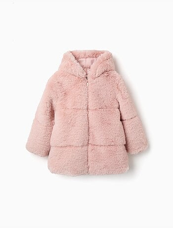 Cappotto in peluche con cappuccio e fodera