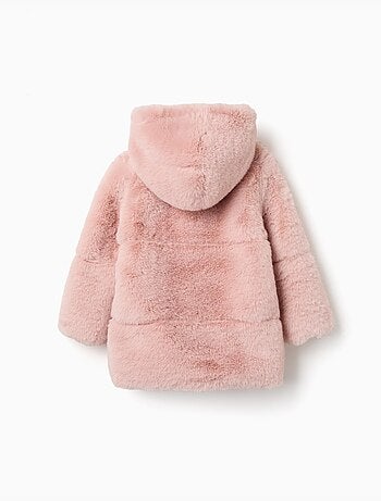 Cappotto in peluche con cappuccio e fodera
