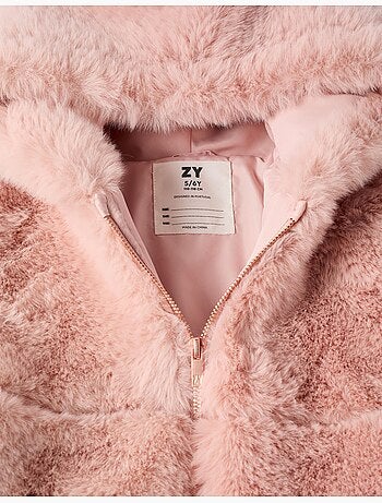 Cappotto in peluche con cappuccio e fodera