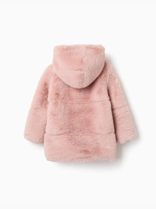 Cappotto in peluche con cappuccio e fodera - Kiabi