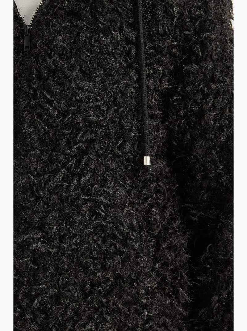 Cappotto in peluche con cappuccio lucci Nero - Kiabi