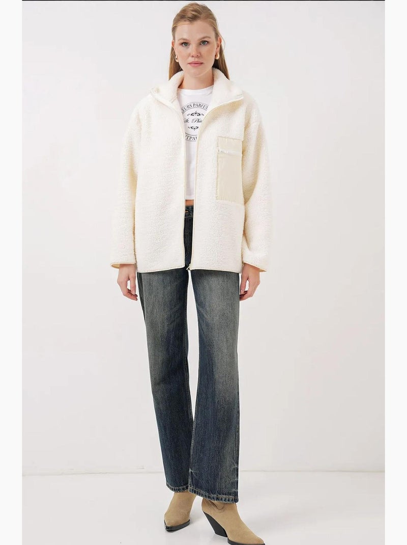 Cappotto in peluche oversize con dettagli tasche bdart Crema - Kiabi
