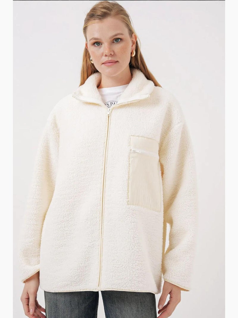 Cappotto in peluche oversize con dettagli tasche bdart Crema - Kiabi