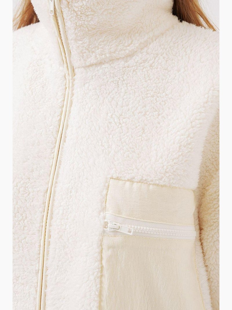 Cappotto in peluche oversize con dettagli tasche bdart Crema - Kiabi