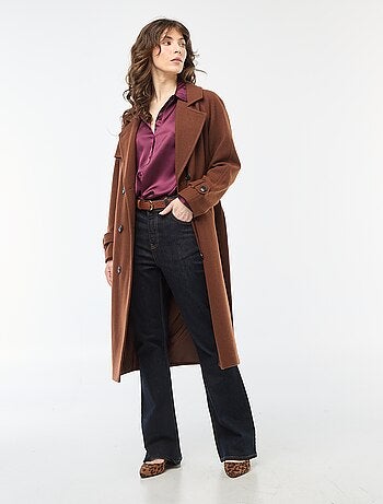 Cappotto lungo caldo con cintura