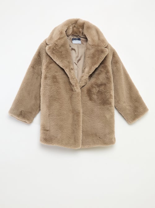 Cappotto lungo caldo effetto peluche - Kiabi