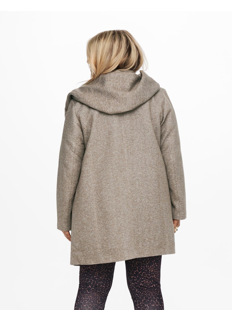 Cappotto lungo con cappuccio Beige - Kiabi
