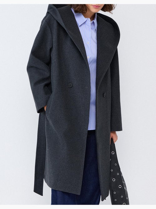 Cappotto lungo con cappuccio, mo fashion - Kiabi Cappotto lungo con cappuccio, mo fashion - Kiabi