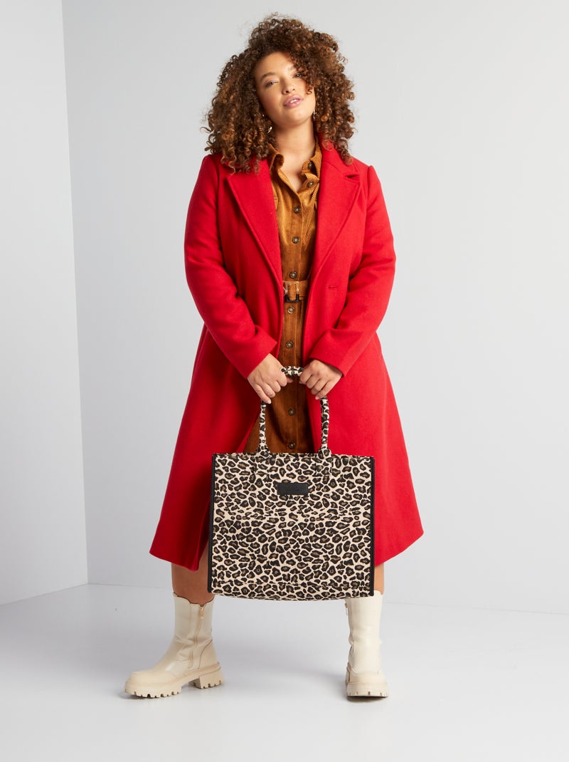 Cappotto lungo con cintura da annodare ROSSO - Kiabi