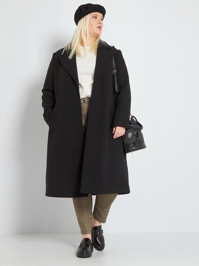 Cappotto lungo con lana Nero - Kiabi
