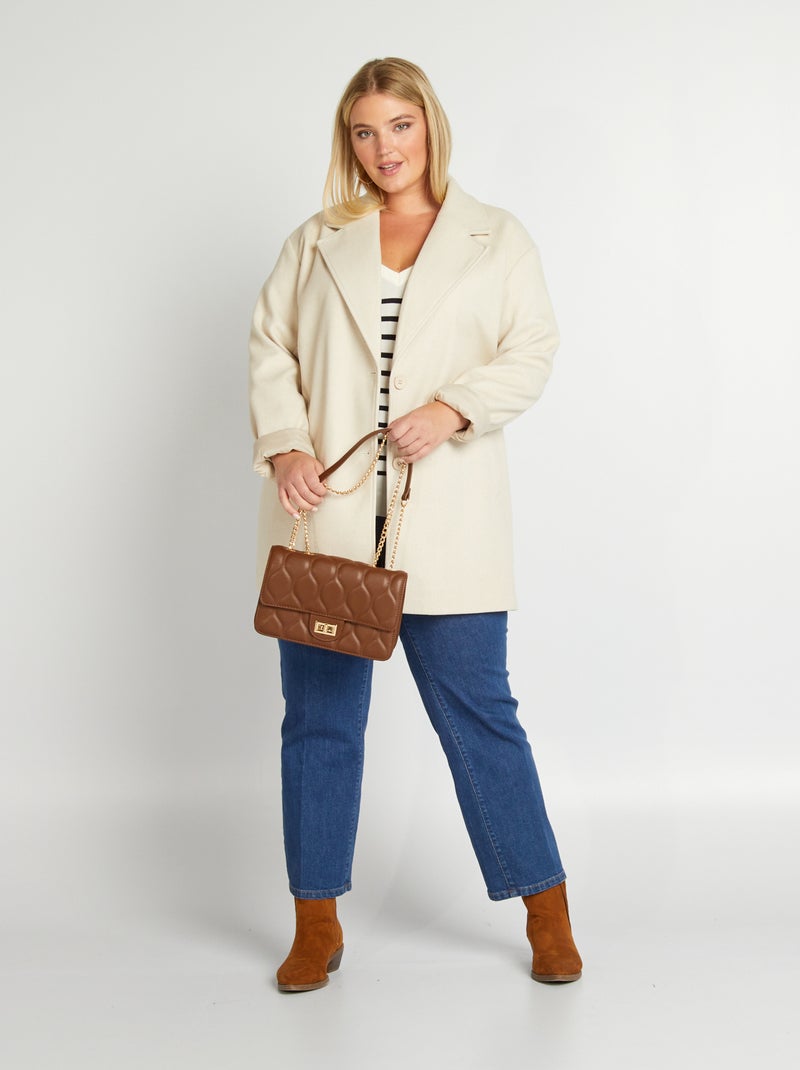 Cappotto lungo con revers BEIGE - Kiabi